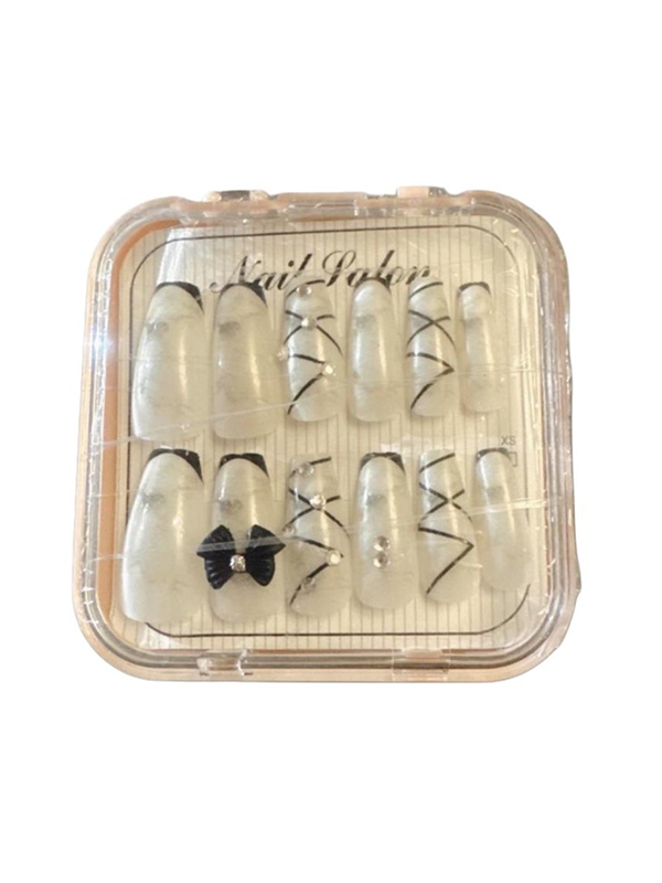 أظافر Nail palon 6 Pieces أبيض وأسود - Image 2