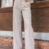 Beige lined linen pants